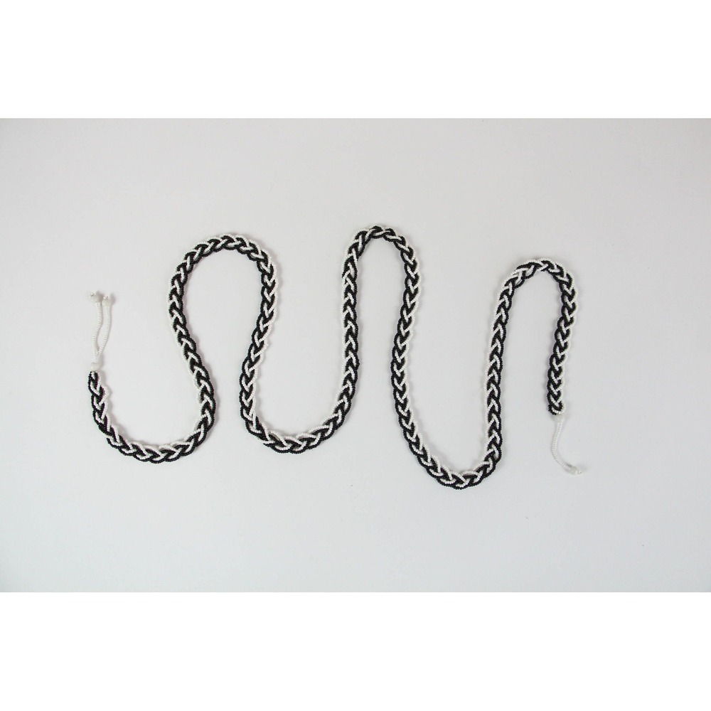 Vintage 1920s Glass Beaded Braided Necklace Laureate Black and White Snake